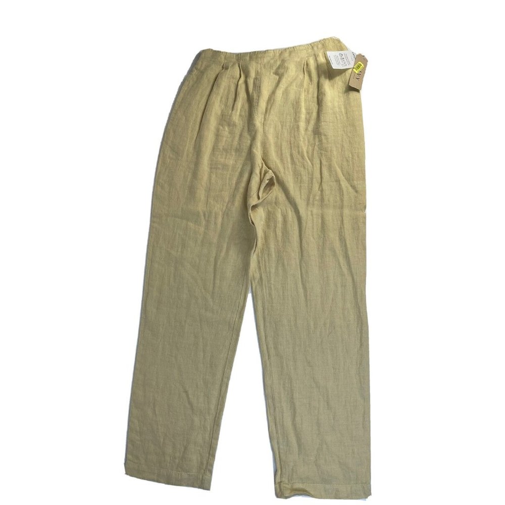VTG 80s Linen Pleated Pull On Trouser Pants Plus Size 14